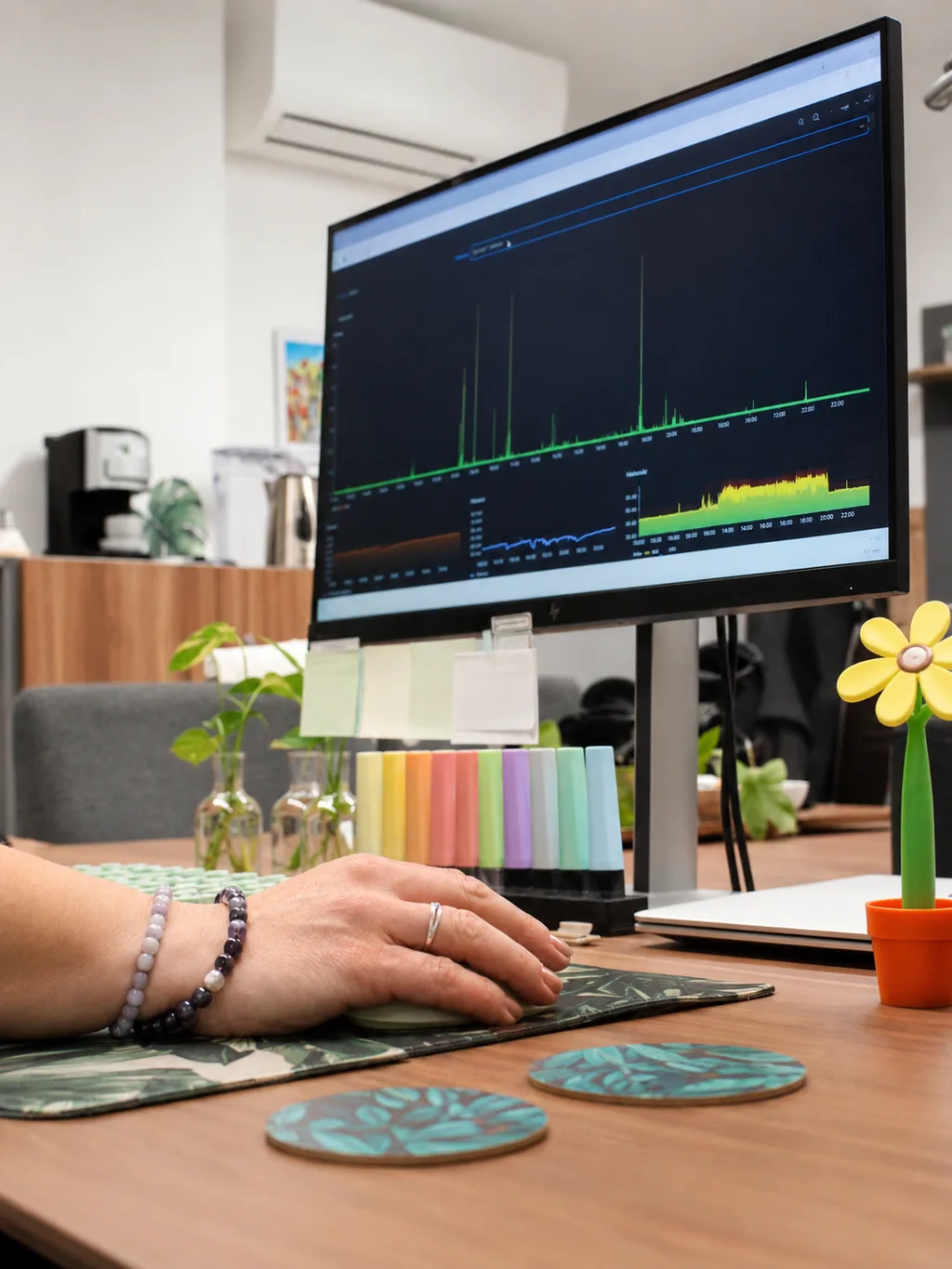 Monitor se zobrazením anonymních dat, která pomáhají lépe porozumět dění v péči.